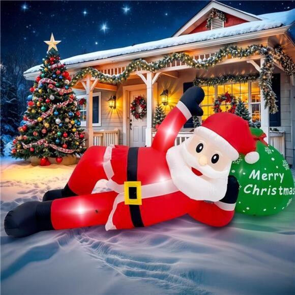 12 Ft Christmas Inflatable Outdoor Decoration Giant Lying Santa Claus Inflatable